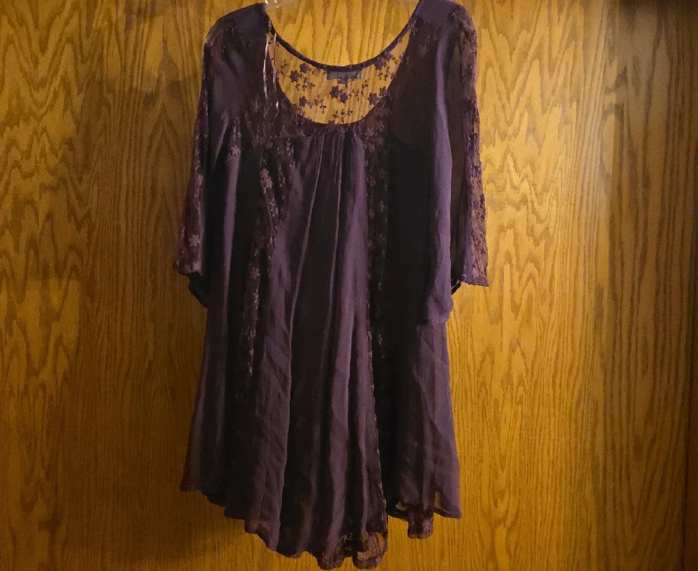 Cost Plus World Market Deep Purple Long Sleeve Dress - Picture 2 of 3